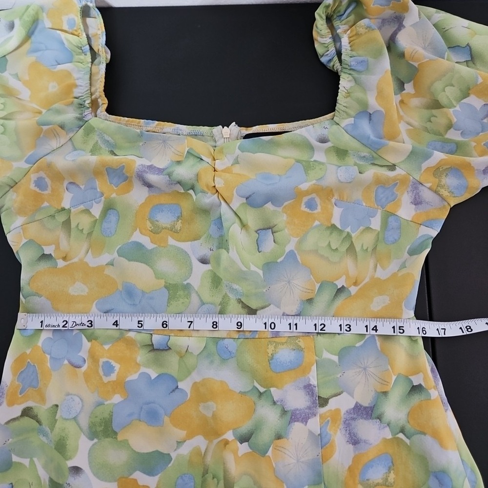 Womens Cinder Sz XL Floral Watercolor Print Dress Off Shoulder Coquette Cottage - Picture 10 of 11